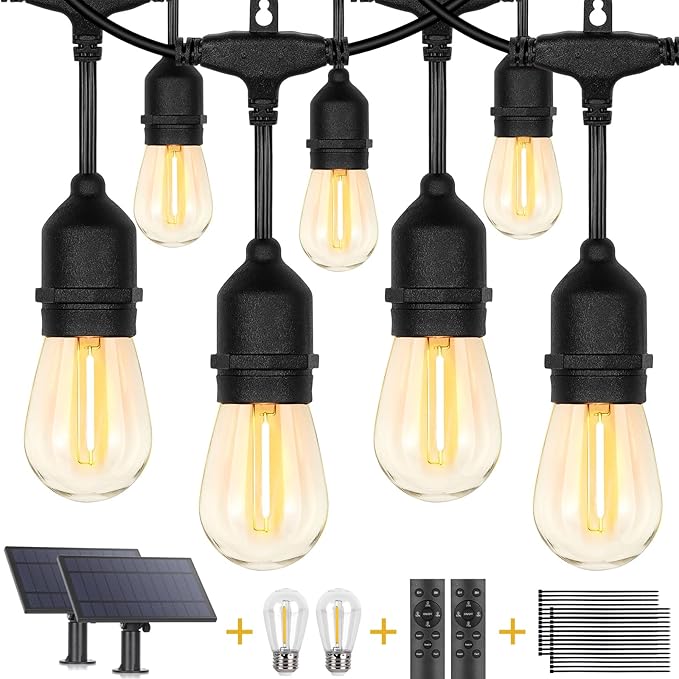 ZJOJO Solar String Lights Outdoor Waterproof 120FT,Solars Light Outdoor with 30 Shatterproof Bulbs IP65, Patio Lights SolarPowered &USB Port, LED String SolarLights for Outside Decor