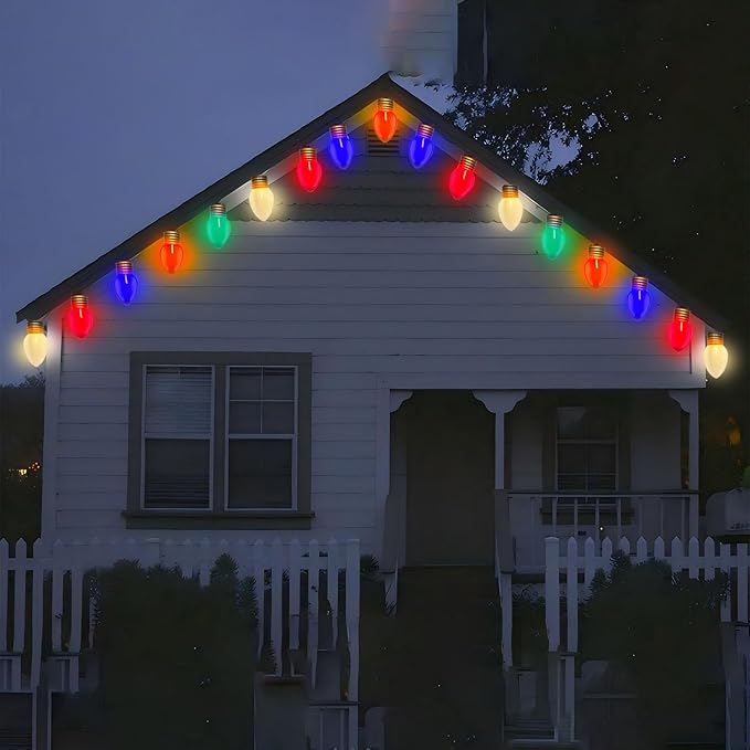 Jumbo Multicolor Christmas String Lights Outdoor, 16FT Large Christmas Hanging Lights with 10 5'' LED C9 Large Multicolor Bulbs, Hanging Christmas Decorations Outdoor Lights for Home Roof Yard Garden