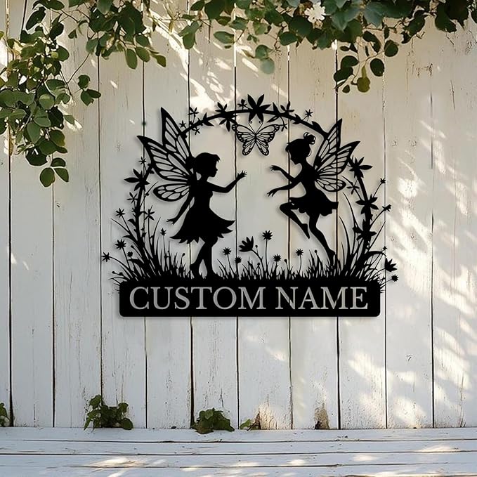 Custom Butterfly Metal Sign,Personalized Butterfly House Number Signs,Personalized Gardener Name Sign,Garden Patio Wall Decor (Style-2)