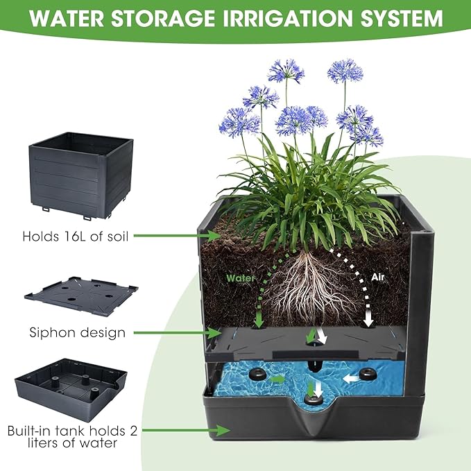 Raised Garden Bed Planter Box with Trellis, 58” Tomato Cage Planter Raised Garden Bed with Trellis for Climbing Vegetables Plants Tomato Cage w/Self-Watering, Indoor Outdoor Use (4)