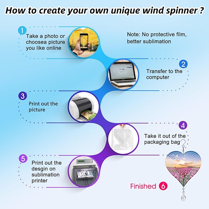 Sublimation Wind Spinner Blanks 8 Inch 4 Pack Wind Spinners Sublimation Blanks with Crystal Pendant Aluminum Metal Wind Spinners for Yard Garden Indoor Outdoor Window Porch Decoration（Heart