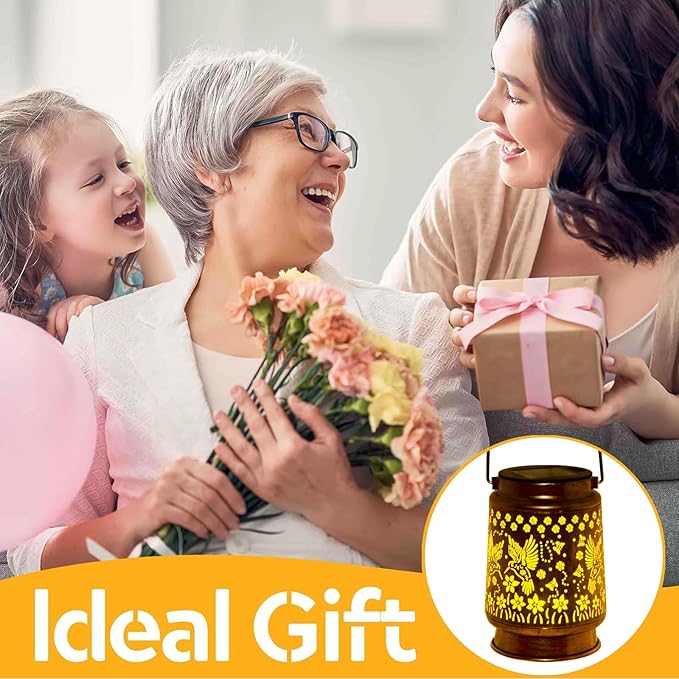 kyoryuger Hummingbird Solar Lanterns Outdoor Hummingbird Gifts for Women Mom Grandma, Hummingbird Lovers Gifts, Birthaday for Mom Metal Decorative Lanterns for Yard Patio Lawn Solar Garden Decor