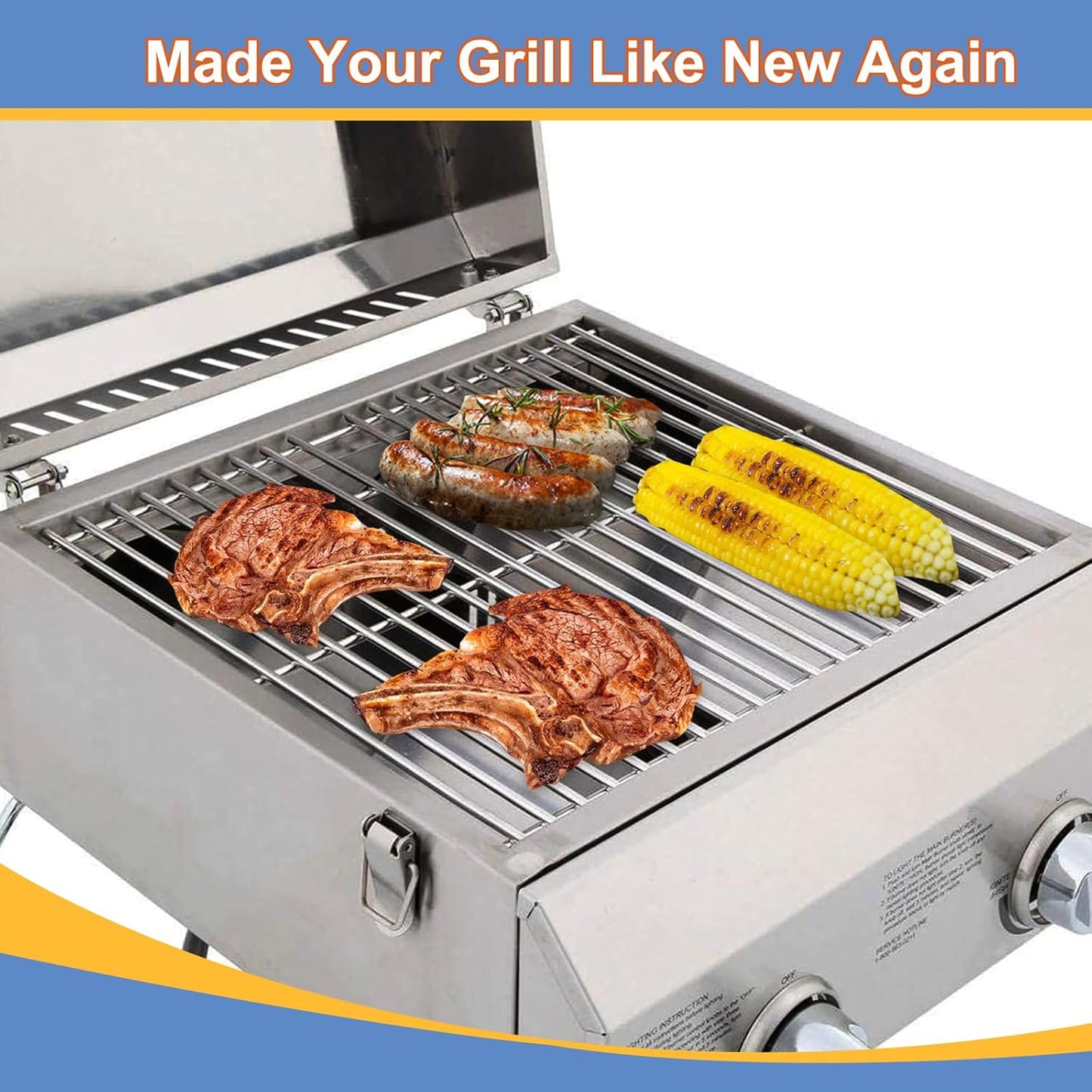 CGG-306 Heat Plates and Grill Grates Replacement for Home Depot Nexgrill 820-0033, Cuinart CGG-306, 820-0033M 820-0007B 820-0015 820-0007 820-0007G Stainless Steel Grill Flame Tamer