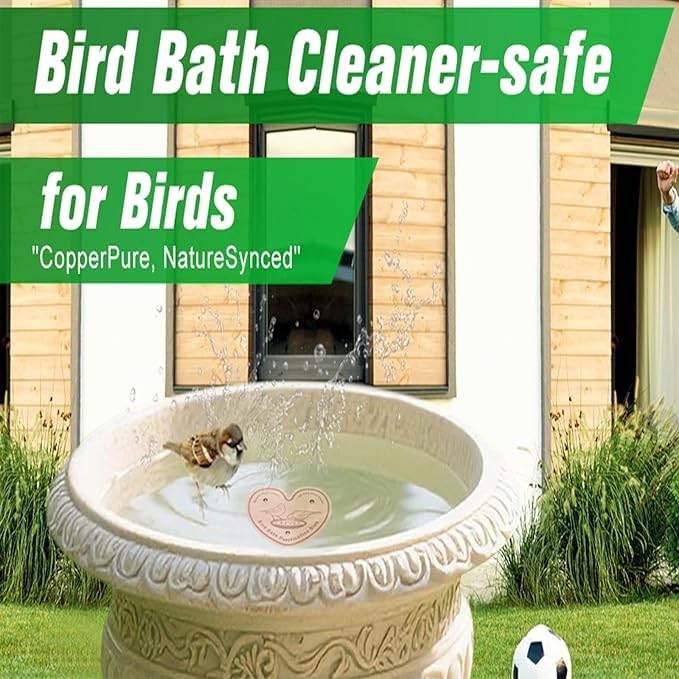 3-Pack 99.99% Pure Copper Bird Bath Purification Disk,Copper Disc with Stable Triple-Point Support,Fits All Outdoor Bird Baths(Heart-Shaped)
