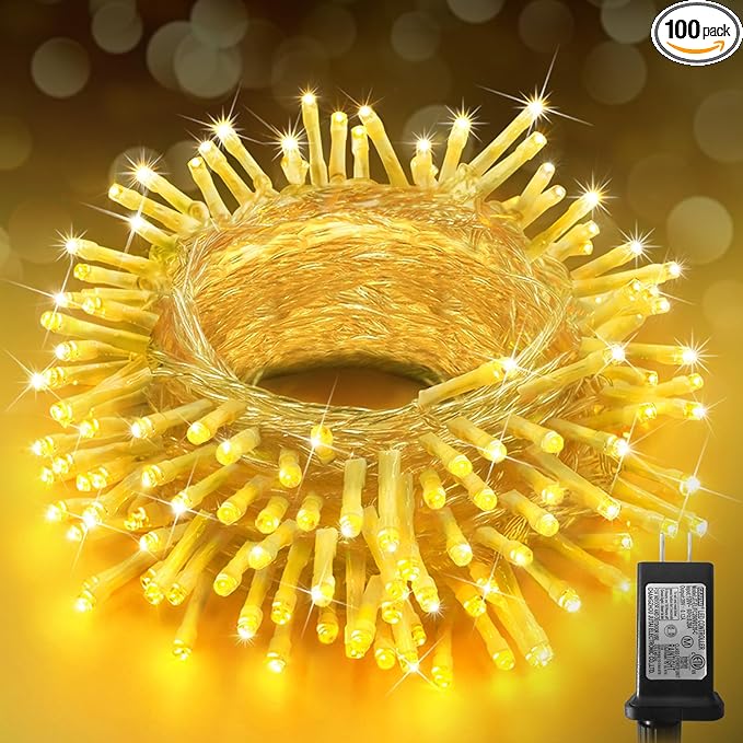 KNONEW Christmas String Lights Indoor Plug in,60FT 180LED Outdoor Waterproof Fairy Lights,8 Lighting Modes,Timer Memory Function for Bedroom Patio Balcony Party (Warm White)