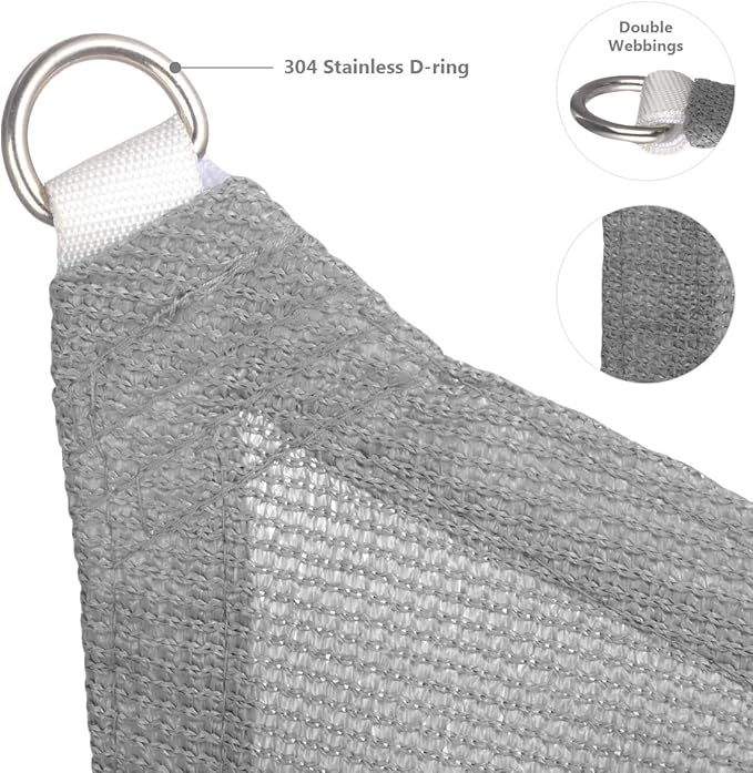 Eden's Decor Straight Flat-Edged Sun Shade Sail Rectangular 5' x 19' Grey UV-Blocking Outdoor Canopy Fabric Cloth Awning for Pergola Patio Garden Backyard Custom Size