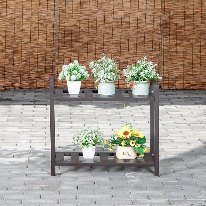 Versatile Indoor/Outdoor Plant Stand – High-Strength Aluminum with 300 LBS Load Capacity - Ideal Decor for Patios, Gardens, Living Rooms | L17.7 x W11.8 x H22 inches