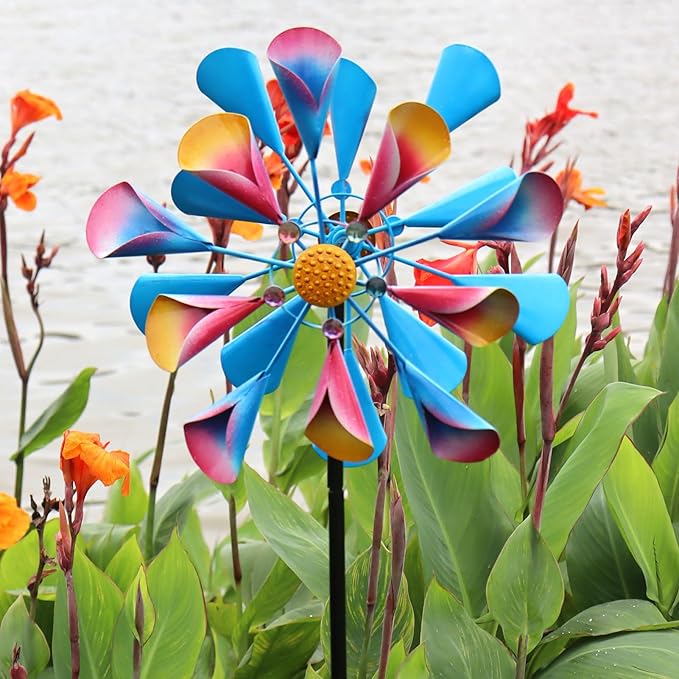 Wind Spinner Outdoor Hangable Wind Spinners 360 Degrees Metal Colorful Wind Spinner for Yard and Garden