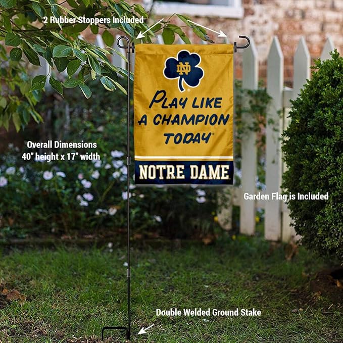 WinCraft Irish Play Like A Champion Today Garden Flag and Pole Stand Holder