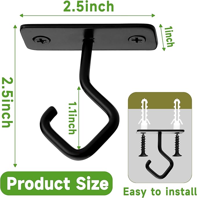 Ceiling Hooks for Hanging Plants: Iron Plant Bracket for Wall Mount - Metal Plant Hanger Indoor Hooks - 8 Pack