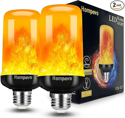 Hompavo 【Upgraded】 LED Flame Light Bulbs, 4 Modes Flickering Light Bulbs with Upside Down Effect, E26/E27 Flame Bulb for Halloween Christmas Party Patio Porch Home Indoor & Outdoor Decorations - 2