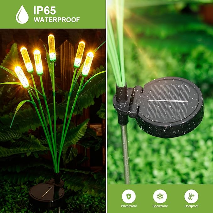 Solar Outdoor Garden Lights,Upgraded LED Solar Reed Swaying Lights for Garden Patio Yard Pathway Walkway Wedding Party Christmas Landscape Lighting (2 Pack)
