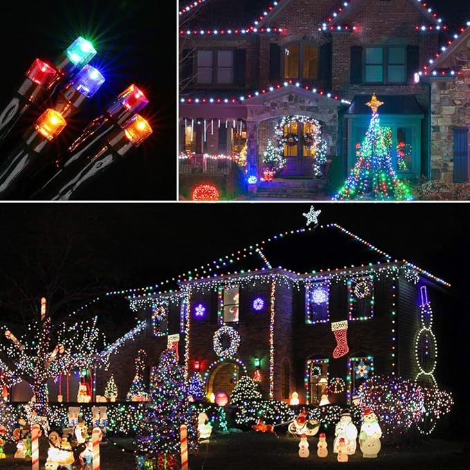 Toodour Solar Christmas Lights, 72ft 200 LED 8 Modes Solar String Lights, Waterproof Solar Outdoor String Lights for Garden, Patio, Fence, Holiday, Party, Balcony, Christmas Decorations (Multicolor)