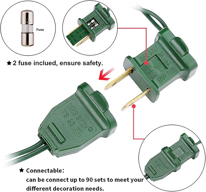 Multicolor LED Christmas Lights - 35 Count Multi-Colored Christmas String Lights for Small Tree, Crafts, Holiday, Indoor/Outdoor Decorations, 11 Feet Green Wire, UL Certified, Connectable