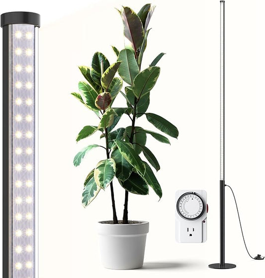 Barrina T10 Pro Standing Grow Light with Timer, 42W, 5000K, Full Spectrum Vertical Tall Grow Lights for Indoor Plants, Wide Coverage, 4FT to 5.6FT Height with Foot Switch, for Flower and Tall Plants