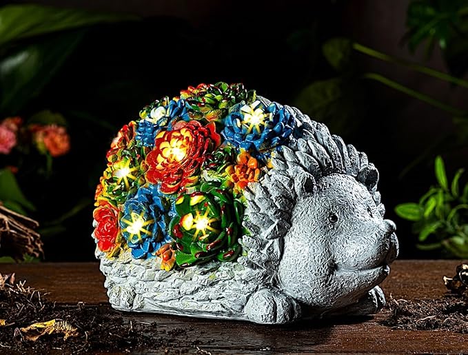 Solar Garden Statue – Cute Hedgehog with 7 Warm LED Lights, Solar-Powered & Weatherproof – Outdoor Lawn, Patio & Yard Décor – Charming Gift for Home & Garden Lovers