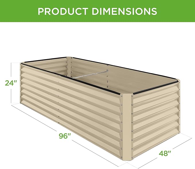Best Choice Products 8x4x2ft Outdoor Metal Raised Garden Bed, Deep Root Planter Box for Vegetables, Flowers, Herbs, and Succulents w/ 478 Gallon Capacity - Beige