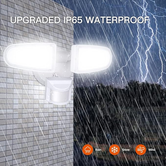 JJC 3700LM 32W LED Security Lights Motion Sensor Flood Light, LED Motion Sensor Outdoor Lights Fixture, Waterproof IP65,5700K Super Bright Motion Detector Lights for Garage, Porch (Not Solar Powered)