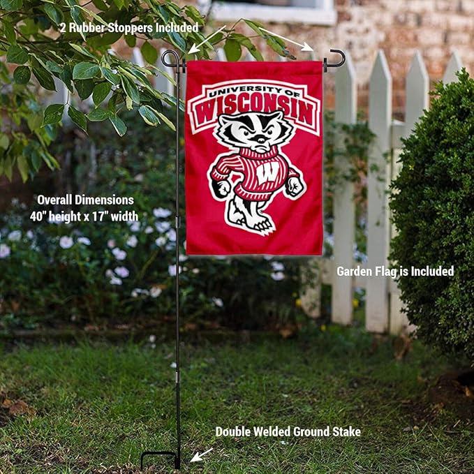 College Flags & Banners Co. Wisconsin Badgers Bucky Garden Flag with Stand Holder
