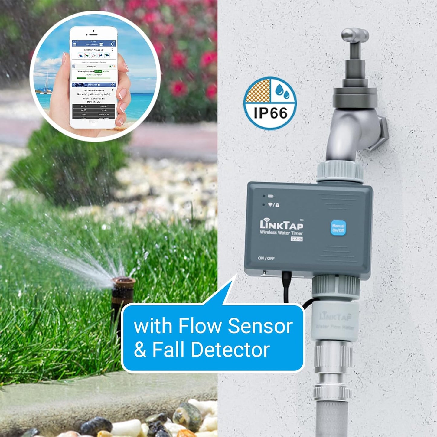LinkTap G2S Smart Hose Timer | Requires Gateway | Irrigation by Weather/Volume/Duration, Intelligent Fault Detection & Alerts, Wider Range Than WiFi Sprinkler Timer, 2-Year Battery Life, 2-Yr Warranty