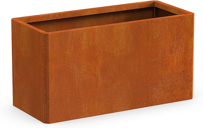 Co rten Steel Planter 36X15X15 inch Large Rectangular Planter Box Rustic Style Flower Box for Porch, Patio, Garden, Commercial Décor, Rusty