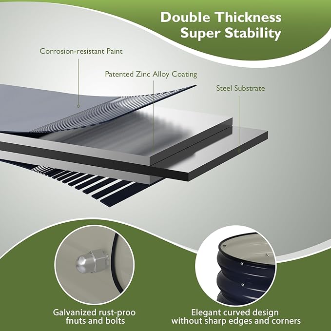 Raised Garden Bed Kit, 6x3x1 ft Galvanized Planter Box Outdoor with Safety Edging, Large Metal Raised Beds for Gardening Vegetables Flower Herb (Navy Blue)