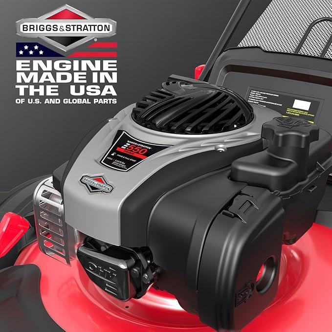PowerSmart Self Propelled Gas Lawn Mower, 22-Inch with 140cc Briggs and Stratton E550 Engine 3-in-1 Rear-Wheel Drive Lawnmower with Bagging