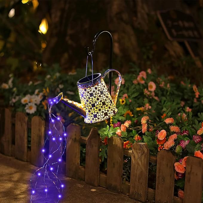 VOOKRY Solar Watering Can Lights, Large Hanging Solar Lights Outdoor Waterproof Garden Decor for Yard Porch Lawn Patio Outside Gardening Gifts for Mom Grandma Women Birthday(Purple)