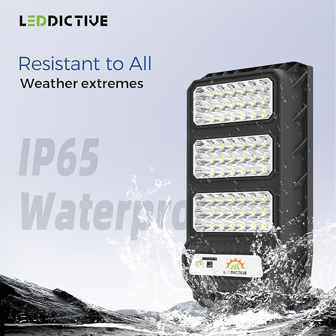 Solar Street Light Outdoor, 6500K Dusk to Down Motion Sensor, LED Solar Powered Street Lamp Outdoor with Remote Control for Parking lot