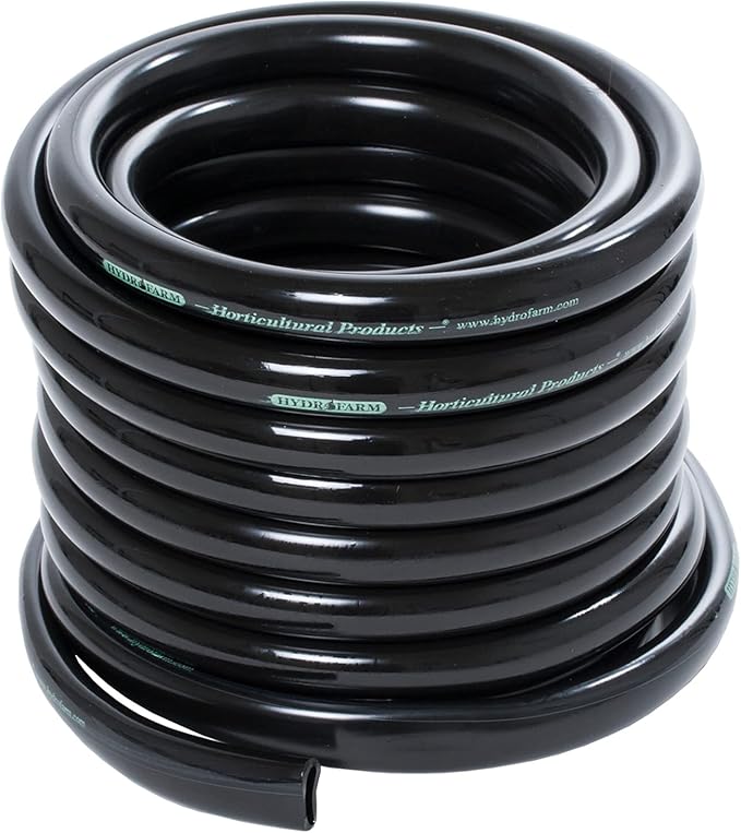 Hydrofarm HGTB50GF 1/2-Inch Black, Foot Roll Tubing, 25 feet