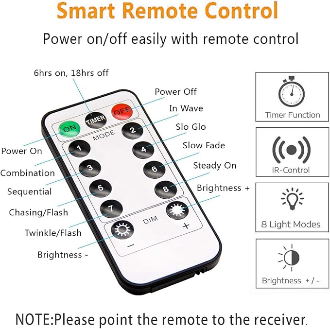 Battery Operated String Lights, 2 Pack With Remote Timer - 8 Modes Waterproof Lights for Bedroom, Garden, Party, Xmas Tree Indoor Outdoor Decorations (Orange, 36)