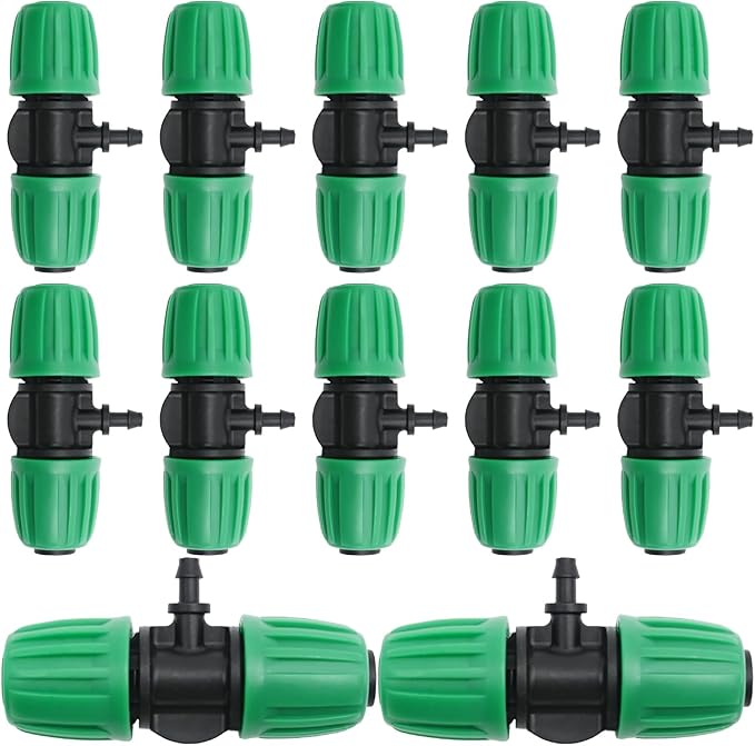MDEOOSKY 12 Pcs Barbed Tee 1/2 Inch Tubing (1/2" ID X 0.6-0.63" OD) 16mm To 1/4 Inch Irrigation Tube Anti-Drop Barbed Tee Hose Fittings Drip Parts Twist Locked 3 Way Connectors(Fits 13mm ID / 4mm ID)