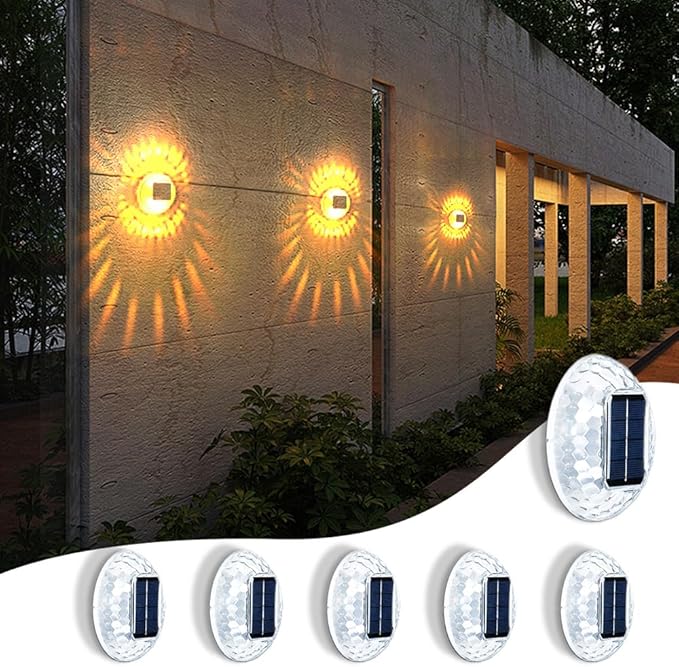 Solar Atmosphere Lights for Outside, IPX4 Waterproof Decor, Warm Light for Backyard/Railing/Step/Patio/Stair Railings and Wall (6 Pack)