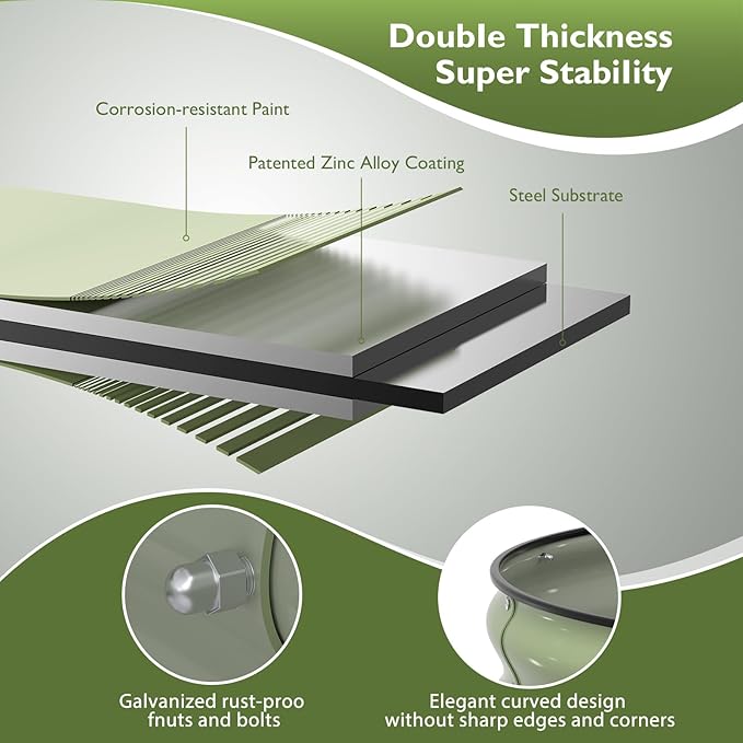 Raised Garden Bed Kit, 4x2x1 ft Galvanized Planter Box Outdoor with Safety Edging, Large Metal Raised Beds for Gardening Vegetables Flower Herb (Avocado Green)