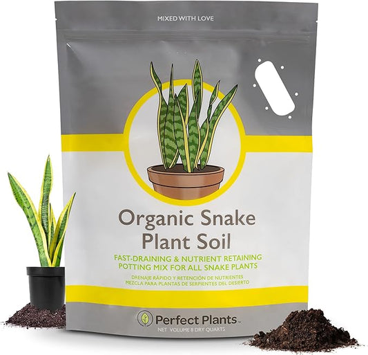 Perfect Plants Organic Snake Plant Soil in 8qt. Bag | Coco Coir Based Potting Mix Snake Plant Varieties