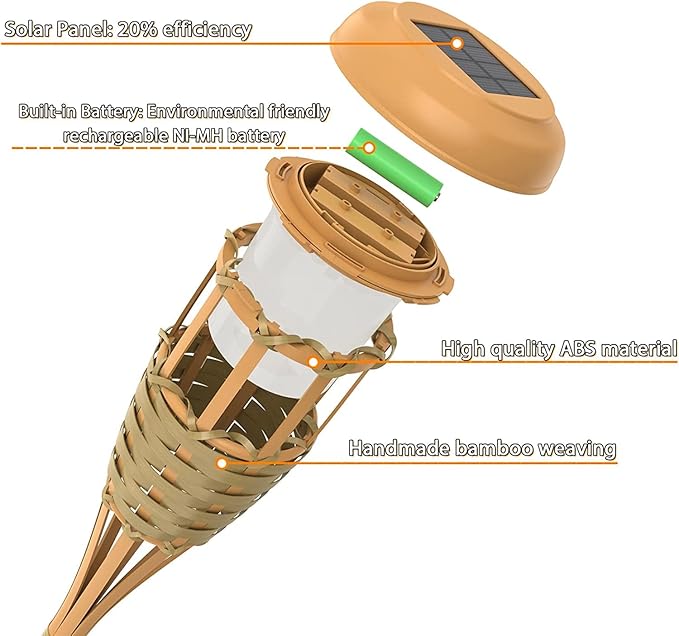 Solar Outdoor Lights, Solar Torch Lights Outdoor Flickering Flame, Outdoor Decorations for Patio Path Yard - 4 Pack