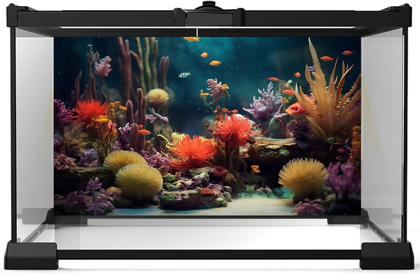 Aquarium Background Beautiful Colorful Coral Reef Aquatic Plants Terrarium Background Rock Tropical Fish Jungle Style Fish Tank Background Colorful Under Water View Aquarium Backdrop Vinyl 72x18in