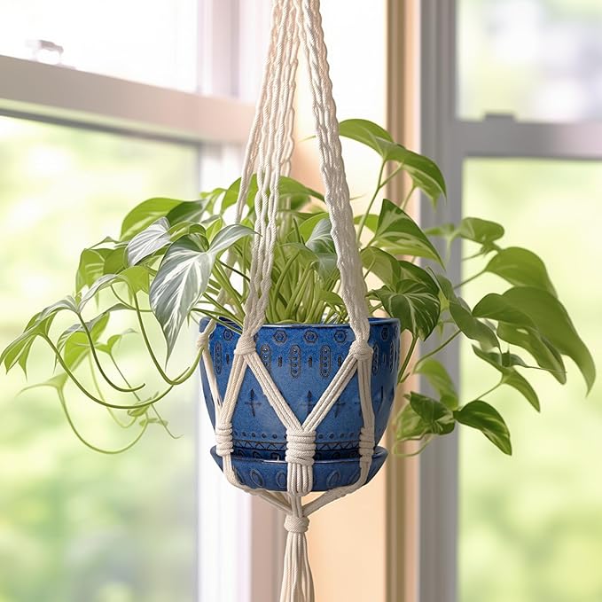 G EPGardening Plant Pot 5 Inch - Ceramic Planter for Indoor Plants Outdoor, Succulent Orchid Pot with Drainage Hole and Saucer, Round Flower Pot for Home Decor, Blue