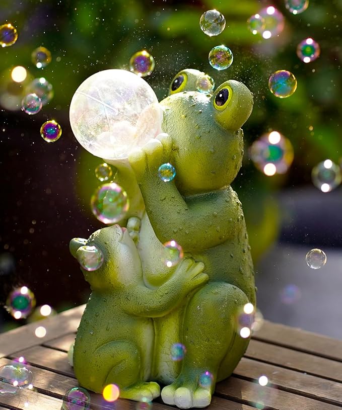 Solar Frog Outdoor Garden Statues: Outside Decor with Lights Clearance for Yard Art Lawn Ornaments Porch Patio Balcony Home House - Birthday Gifts for Grandma Mom Women