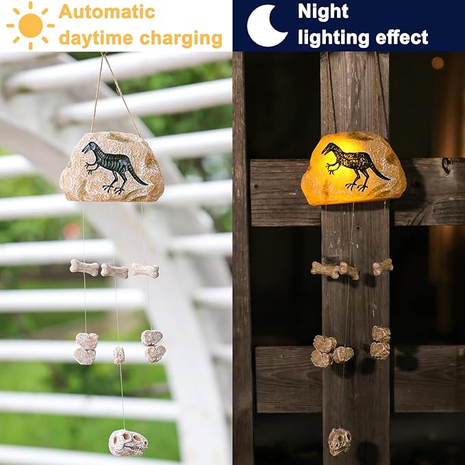 Outdoor Statue Dinosaur Hanging Decor Garden Solar Dinosaur Hanging Light for Outside Patio Balcony Pathway Lawn Yard Garden Figurine Ornament