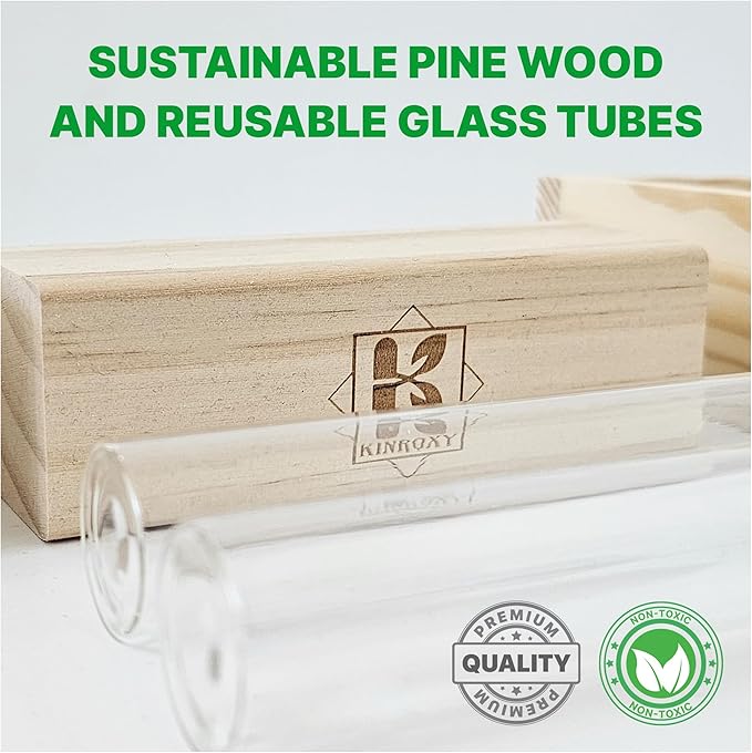 Plant Propagation Station - 3-Piece Wooden Stand with 4 Glass Test Tubes, Terrarium Vases for Plants, Hydroponic Propagation Planter for Home office Decor, Plant Lover Gift.