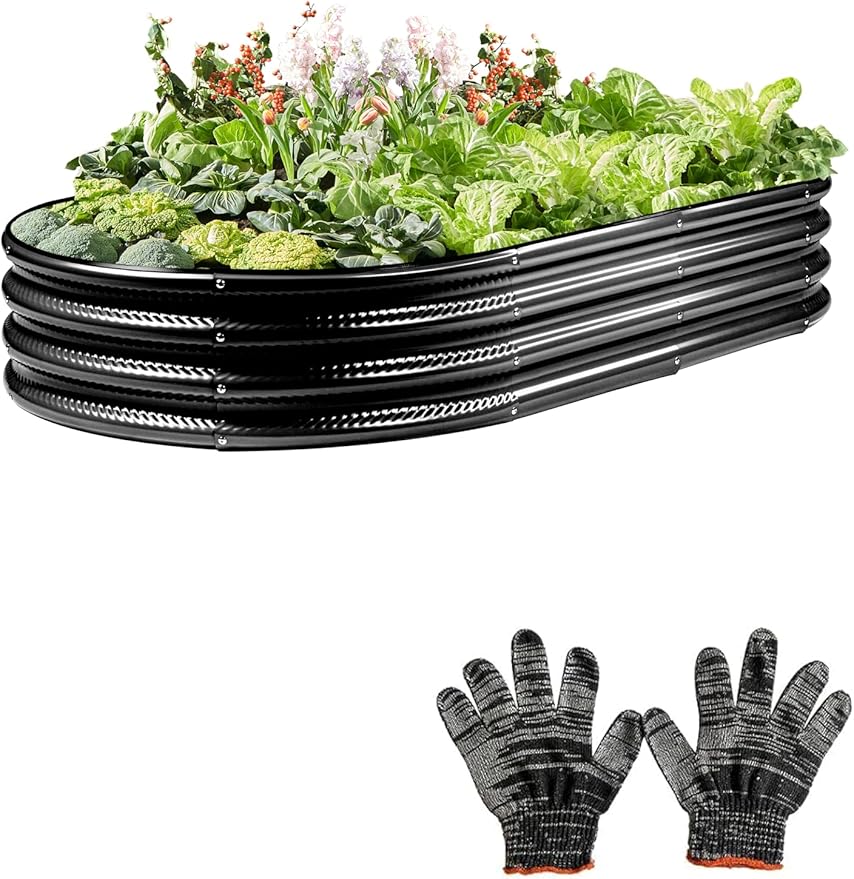 Raised Garden Bed, Galvanized Planter Raised Beds for Outdoor,Vegetables, Flowers & Herbs, Heavy-Duty Metal Raised Garden Beds Outdoor, Rust-Resistant & Easy Assembly (Black, 6x3x1 ft)