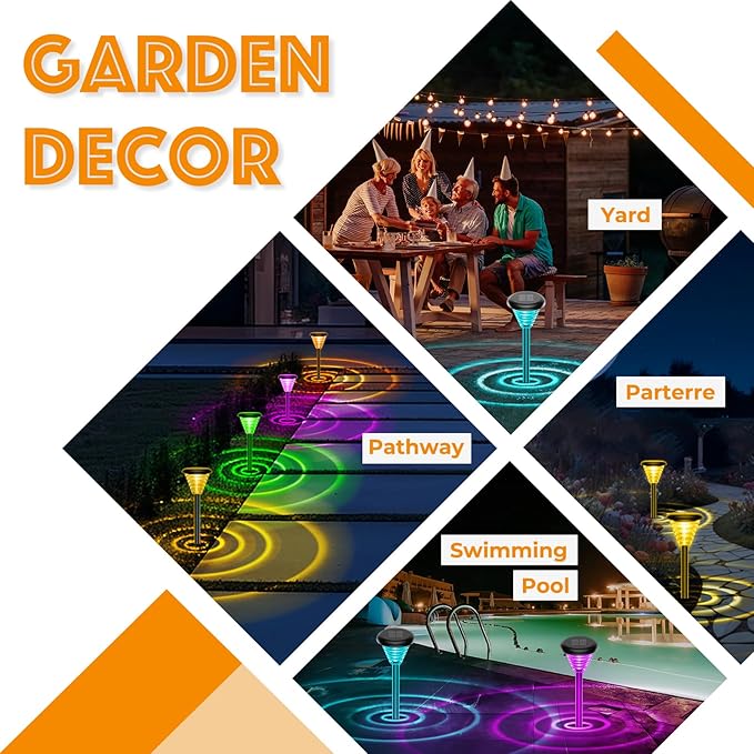 6 Pack, Landscape Lighting for Yard and Walkway, Garden Decor for Outside Patio Porch, Warm White, Black, GD006