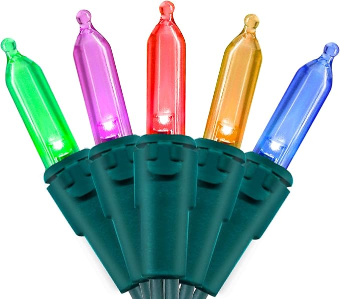 Multicolor Christmas LED Lights - 100 Count Multi-Colored Holiday String Lights for Tree, Party, Wedding, Indoor and Outdoor Use, 33 Feet Green Wire, UL Certified, Connectable