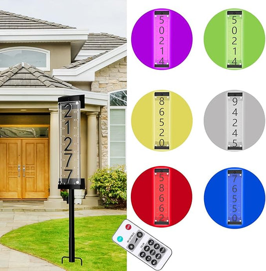 Solar House Number [Upgrade 3D Acrylic Number] Solar Address Sign Increase Brightness, Number Is Bold, Anchor Is Made Of Iron,Solar House Number Sign with Two Lighting Modes and Two Installation (White)(Manual without remote control) (Discoloration)
