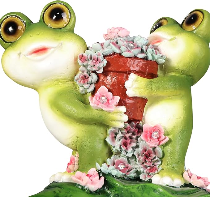Frog Solar Statues Gutter Downspout Extension Statues Garden Decoration,Animal Resin Statue Outdoor Decor,Downspout Diverter,3"×4" Downspout Extender Diverter Splash Block