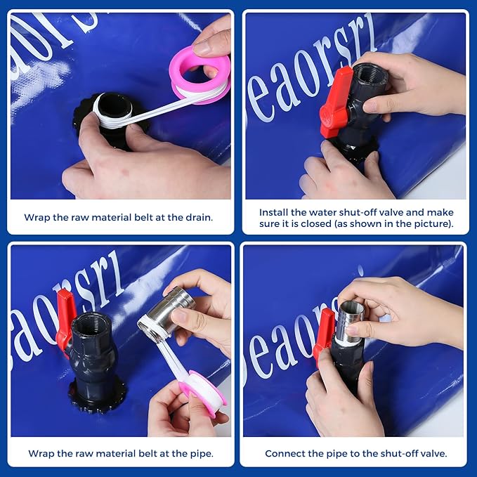 Water Storage Bladder with Two Different Sizes of Water Pipes,Portable Large Capacity Water Bladder Tank,63gallons, Foldable Water Storage Tank for RV,Camping, Agricultural Irrigation,Garden Watering