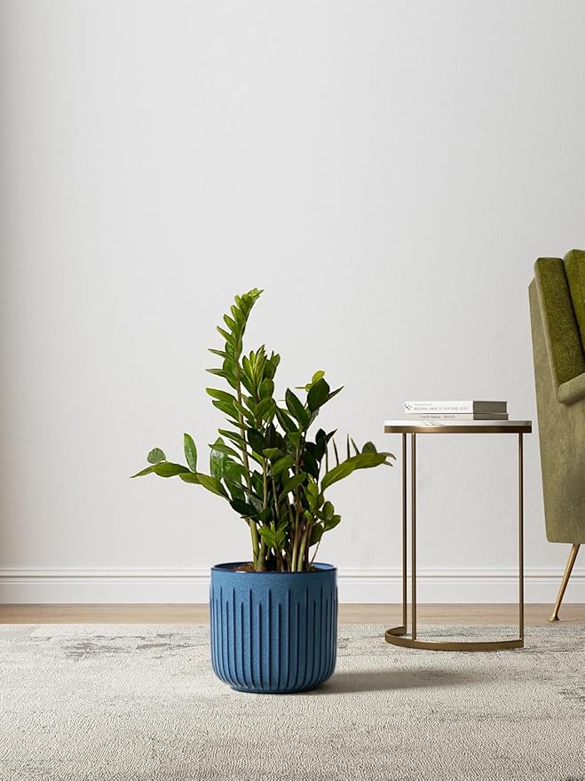 LE TAUCI Ceramic Pots for Plants, 8.3+6.9+5.7 inch Plant Pots Indoor, Flower Pots with Drainage Holes, Medium Cylinder Planters Pot for Indoor House Plants, Set of 3, Glaze Ocean Blue