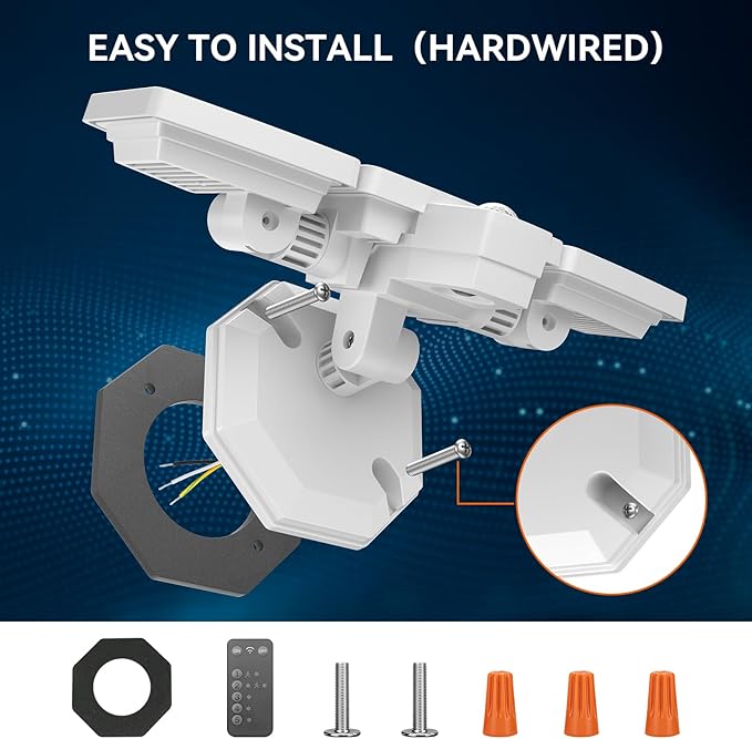 65W LED Flood Light Outdoor, 6500LM, Waterproof, 6500K Motion Sensor Flood Lights Outdoor with Adjustable 3 Head Detected Floodlight for Outside Entryway Garage, Yard, Porch, White, 2 Pack