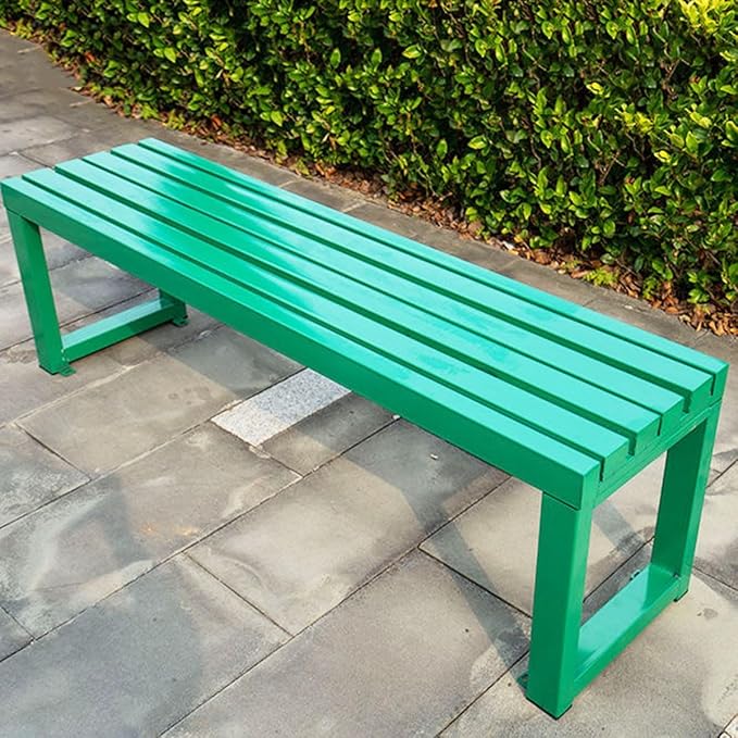 Weatherproof Metal Dining Bench, Outdoor Bench Backless Patio Bench 2-Person Farmhouse Bench Garden Bench for Kitchen, Living Room, Entryway(Green,40in)